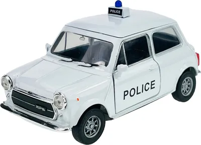 Produktbild von Welly Mini Cooper 1300 Weiss Police Polizei 1/34-1/39 Metal Model Car Die Cast Neu im Kasten