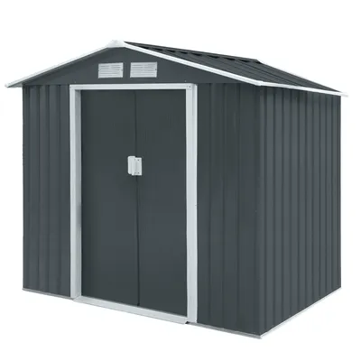 Produktbild von HATTORO S100 Metall Gerätehaus XL Geräteschuppen Garten Schuppen Gartenhaus Grau