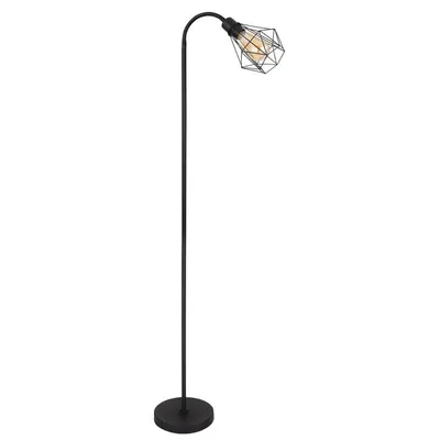 Obrázek produktu pro Globo Lighting stojací lampa kovová černá matná, kovová síťka černá matná, nožní spínač v kabelu, Flexo, DxŠxV: 370x220x1750mm, délka kabelu 1800mm, bez 1x E27 40W 230V