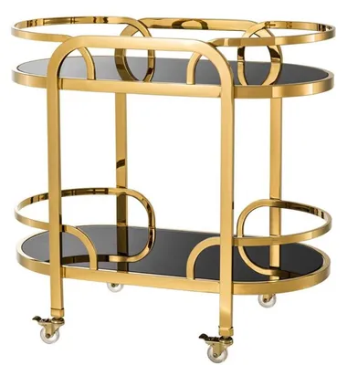 Produktbild von Casa Padrino Luxus Servierwagen Gold / Schwarz 85 x 46,5 x H. 80,5 cm - Hotel Restaurant Gastronomie Trolley