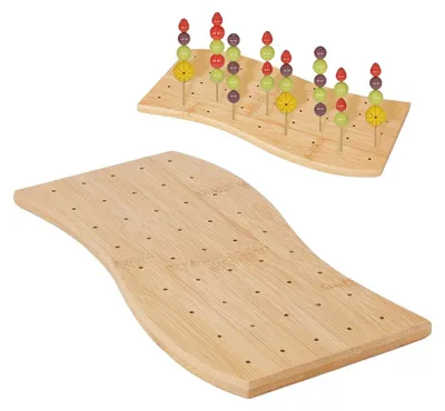 Bambus-Food-Halter mit 45 Löchern, 30x15 cm, für Spieße