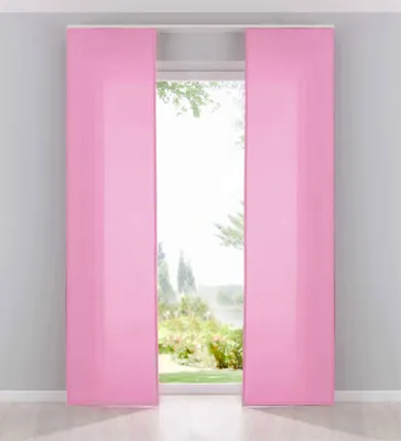Produktbild von 2er Pack Flächenvorhänge Schiebegardinen »Palermo« komplett Set Cationic blickdicht Leinen Optik natura seidenmatt HxB 245x60 cm Rosa Landhaus Stil 204411-2
