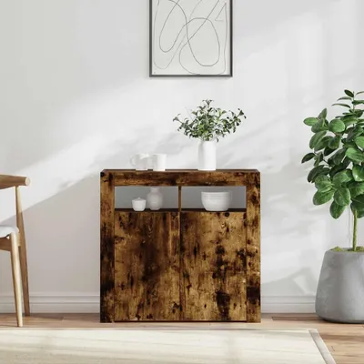 Obrázek produktu pro vidaXL Příborník s LED osvětlením Smoked Oak 80x35x75 cm