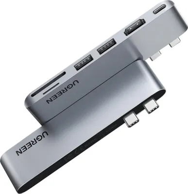 Obrázok produktu pre Ugreen Multifunkčný rozbočovač 2Xusb C - Hdmi/2Xusb 3.0/Sdtf/Usb C Pd sivá
