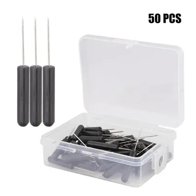 Produktbild von 50 Pinnnadeln schwarz, schlank & papierschonend, mit transparenter Box, für Karten & Dokumente – ideal für Büro & Schule