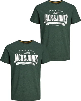 Produktbild von JACK & JONES 2-er Set T-Shirt Rundhals Logo Print Shirt Größe: S