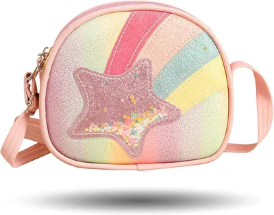 Produktbild von Mini-Regenbogenstern-Mädchentasche, Schultergurt, süßes Münztäschchen