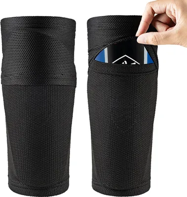 Produktbild von 1 Paar Fußball-Schienbeinschoner-Ärmel, hochelastisch, nahtlos, rutschfest, schlagfest, für Erwachsene und Teenager, Fußball-Schienbeinschonersocken, Outdoor-Sportausrüstung