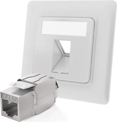 Produktbild von hb-digital Netzwerkdose 1 Port mit 1 x Keystone Modul CAT 6a Datendose RJ45 Unterputz RAL9003