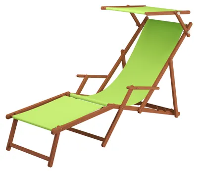 Produktbild von Sonnenliege pistazie Liegestuhl Fußteil Sonnendach Kissen Holz Deckchair Gartenmöbel 10-306FSKD