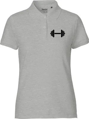 Produktbild von Huuraa Damen Polo Shirt Hantel Silhouette XL Sport Grey Bio Baumwolle Fairtrade Poloshirt Geschenkidee