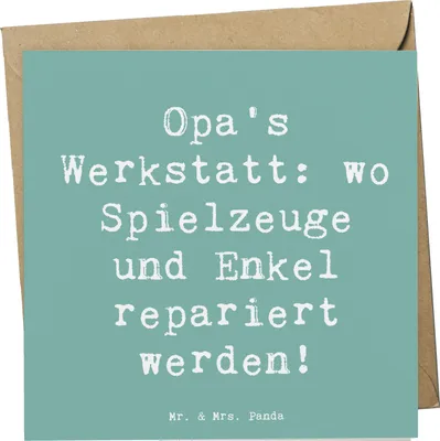 Produktbild von Mr. & Mrs. Panda Klappkarte Spruch Großeltern Werkstatt - Meeresbrise - Geschenk, Reparatur, faltkarte, Grußkarte, anlasskarte, Glückwunschkarte, Handarbeit, doppelkarte