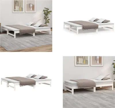 Produktbild von vidaXL Tagesbett Ausziehbar Weiß 2x(90x190) cm Massivholz Kiefer - Tagesbett - Tagesbetten - Schlafsofa - Gästebett