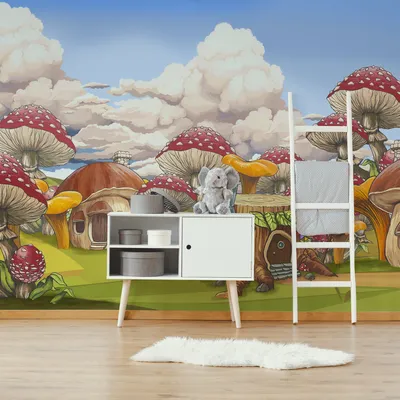 Produktbild von Muralo XXL Selbstklebende FOTOTAPETE Holzhaus Fliegenpilz Dekor (B) 460 cm x (H) 300 cm Tapete Wandtapete WOHNZIMMER SCHLAFZIMMER 4867