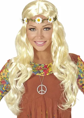 Produktbild von Hippie Perücke mit Blumenband blond