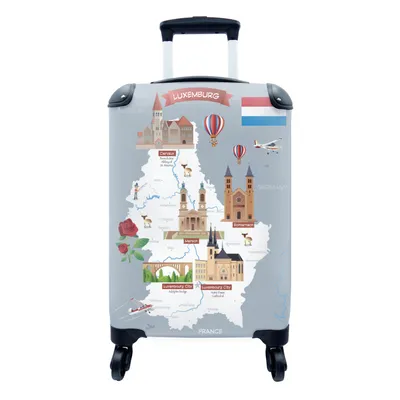 Produktbild von MuchoWow® Koffer Handgepäck Trolley Rollkoffer Kleine Reisekoffer mit 4 Rollen - Illustration einer Karikatur von Luxemburg - Cabin Size < 55x40x23 cm & 55x40x20 cm - Fotokoffer - Kabinenkoffer - Boardgepäck - Reise-Box - Reisekoffer - Reisegepäck - Koffer mit Bild - Trolley für Kinder