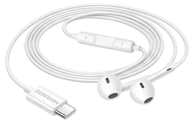 Zdjęcie produktu dla Mayaxess, słuchawki USB-C z mikrofonem, białe, przeznaczone do Xiaomi 14T