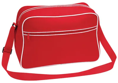 Immagine prodotto di Borsa a tracolla retrò Bagbase con tracolla regolabile, 18 litri BC1302 (taglia unica) (rosso/bianco)