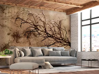 Produktbild von Vlies Fototapete Baum 400x280 cm Tapeten Wandtapete XXL Abstrakt wie gemalt braun Ast b-A-0814-a-a