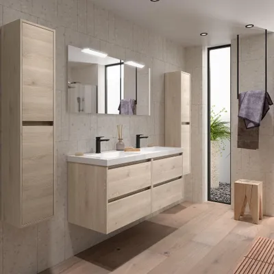 Immagine prodotto di Salgar mobili da bagno NOJA 1400 2 cassetti NATURALE + lavabo + specchio