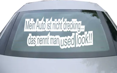 Produktbild von Indigos UG - Aufkleber Heckscheibe & Motorklappe DE6173 - weiß - 600x285 mm - mein auto ist nicht drecking - Auto Scheiben Fenster Heckklappe Tuning Racing JDM - Die cut