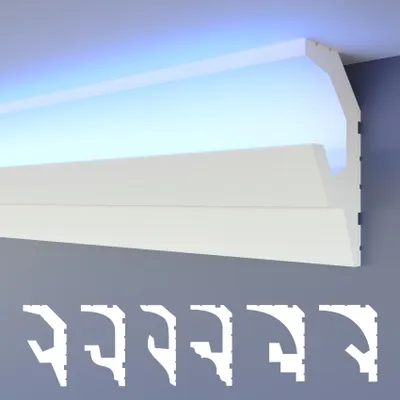 Produktbild von HEXIMO LED-Stuckleisten 2in1, indirekt beleuchtete Deckenleisten XPS-Styropor-Wandleisten Lichtvouten-Deckenprofil (Muster HLED 19)