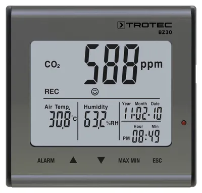 Produktbild von TROTEC CO2-Luftqualitätsdatenlogger BZ30 | Messgerät | Messen | Luftqualität | Datenlogger
