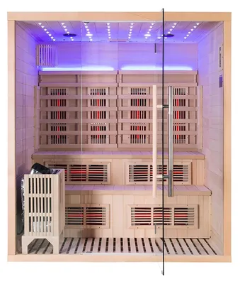 Zdjęcie produktu dla Podwójny system sauny: sauna na podczerwień i sucha sauna parowa z piecem do sauny