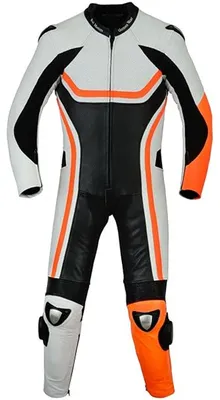 Immagine prodotto di Tuta intera fluo per motocicletta, giacca e pantaloni in pelle di mucca, pelle vera, taglia: 48/S, colore: arancione