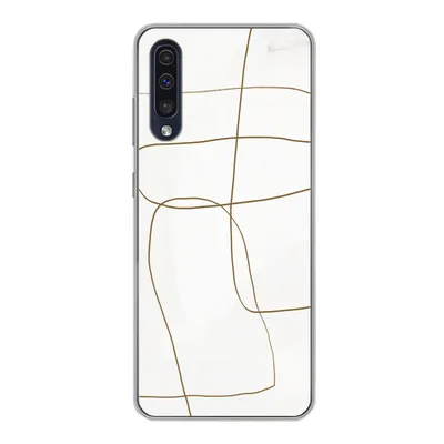 Produktbild von MuchoWow® Handyhülle Schutzhülle Hülle für Samsung Galaxy A30s Kunst - Braun - Weiß - Abstrakt Silikon Softcase Handy Hülle - Karteninhaber