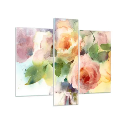 Produktbild von Bilder auf glas - Rose Blume Garten - 95x80cm - Glasbilder - Wandbilder - Kunstdruck - zum Aufhängen bereit - Wanddekoration aus Glas - Glas Bilder - Wandbild auf Glas - 3 Teile - GCB95x80-3910