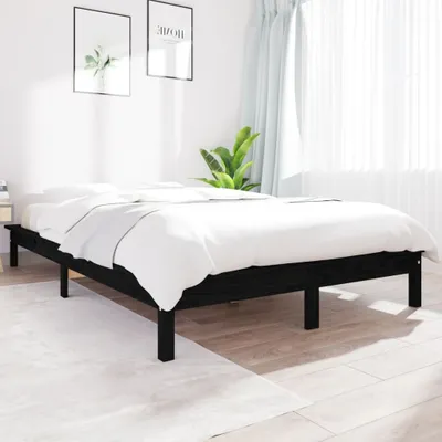 Produktbild von The Living Store Massivholzbett Schwarz 180x200 cm Kiefer