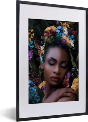 Produktbild von MuchoWow® MuchoWow® Gerahmtes Poster Blumen - Blätter - Frauen 40x60 cm - Poster mit zchwarzem Bilderrahmen - Poster in Rahmen