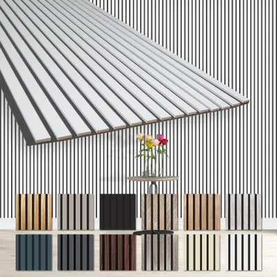 Produktbild von HEXIM Akustikpaneele 278x60cm - flexible Lamellenwand Holz MDF Wandpaneele Lamellenverkleidung Wandverkleidung Innendekoration schalldämmend (1 Paneel / 1,67 m² White - AP11)