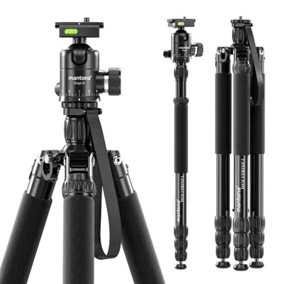 Image de Kit trépied Mantona Wolverine L 284 + tête à rotule Onyx 8 : trépied avec tête en aluminium et plaque à fixation rapide compatible Arca Swiss