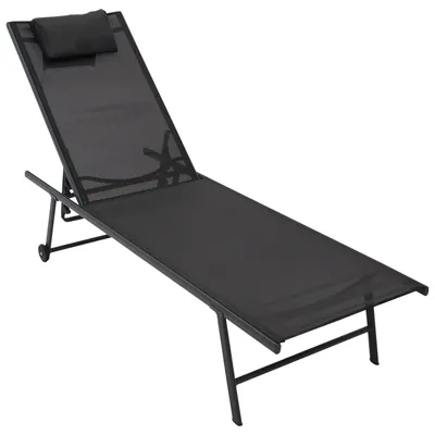 Produktbild von Gartenliege mit Rollen, Stahl anthrazit + Textilgewebe schwarz, 2-er Set