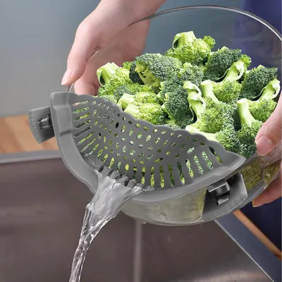 Zdjęcie produktu dla Silikonowe sitko do makaronu - żaroodporne sitko do warzyw i makaronu