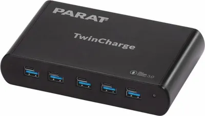 Produktbild von PARAT PARAPROJECT TC5 TwinCharger für 5 Geräte USB-A / USB-C schwarz