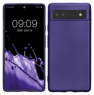 Produktbild von kwmobile Handyhülle für Google Pixel 6a Hülle - Silikon Case metallisch schimmernd - Schutzhülle Cover - Metallic Blauviolett