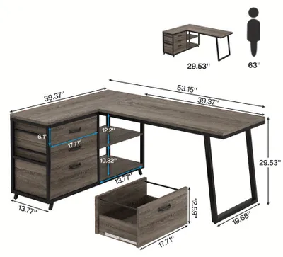 Imagen del producto de Escritorio en forma de L, ideal para oficinas
