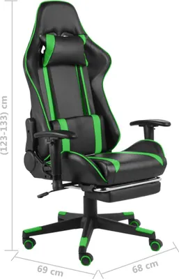 Imagen del producto de Silla de gaming de vidaXL con reposapiés, giratoria, color verde, material PVC