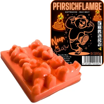 Produktbild von WonderWax Neon Duftriegel 6 x Duftwachs Bären Wachsmelt Duftwachs Raumduft für Duftlampen Soja Wachs Melts Duftmelt Aroma Wellnes Kerzen Wärmer Wax Tarts Pfirsichflambe