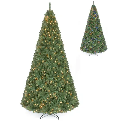 Imagen del producto de COSTWAY, árbol de Navidad artificial de 270 cm con 2944 puntas de PVC, árbol de pino con 1000 LEDs, 2 colores de luz, 11 modos de iluminación y soporte de metal, árbol de Navidad verde