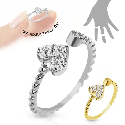 Produktbild von Mid Ring / Knöchel-Ring / Zehenring verstellbar „Herz“ Silber