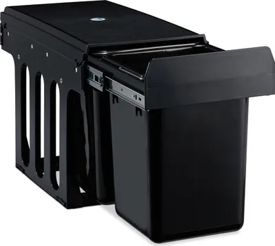Produktbild von Relaxdays Einbaumülleimer 2-fach, ausziehbarer Küchenmülleimer für Unterschrank, 2x8 Liter, 35,5 x 25 x 47 cm, schwarz