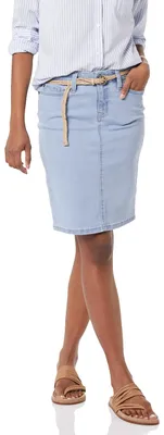 Produktbild von Amazon Essentials Damen Klassischer 5-Taschen-Jeansrock mit Stretchanteil, 60,3cm Länge (Erhältlich in Übergröße), Helle Waschung, 54 Große Größe