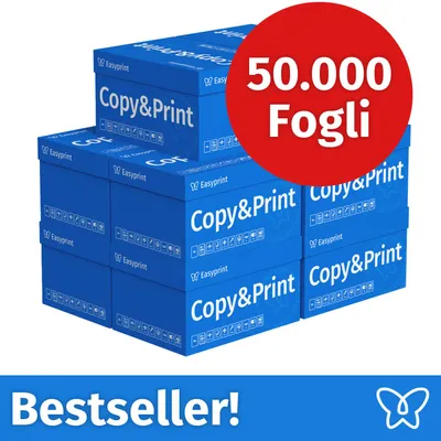Immagine prodotto di NUOVO: Easyprint Carta per stampanti e fotocopie 50000 fogli 100 x 500 A4 Premium Bianco brillante CIE 160 Vincitrice del test Certificata PEFC
