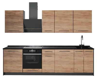 Produktbild von Küchenzeile Vicco Fame-Line Goldkraft Eiche/Anthrazit 280 cm ohne Arbeitsplatte, Model 64163