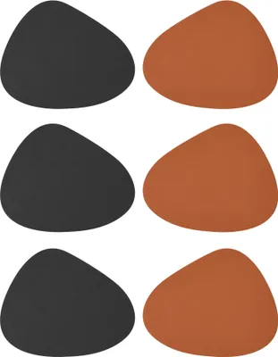 Produktbild von 6er Set Platzmatte Kunstleder 45 x 30 cm Schwarz & Braun Wendbar Tischsets Untersetzer Oval Tischmatten Platzsets
