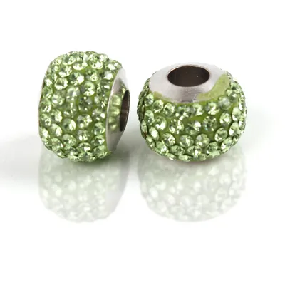 Immagine prodotto di Perline distanziatrici a foro grande perline di strass rondelle scintillanti 12 mm, 10 pezzi, verde